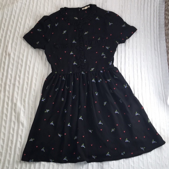 Freeway black floral dress w/ ruffles - size s - Picture 3 of 7